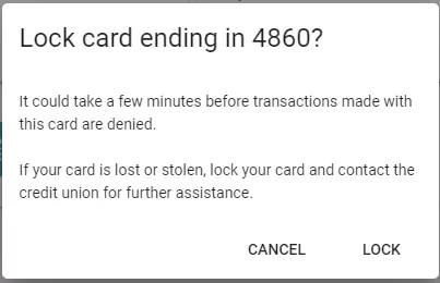 Lock Your Card Confirmation